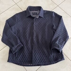 Robert Graham Shirt Jacket Mens XL Blue Tulano Snap Front Quilted Shacket